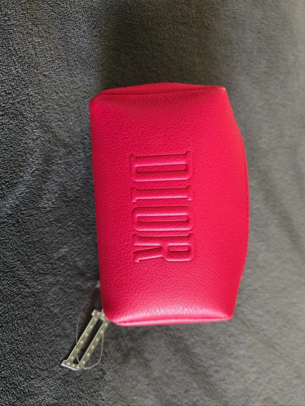 Dior Hot RED Embossed Leather Cosmetic Pouch NWOT